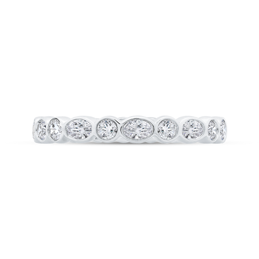 14K White Gold with Oval & Round Diamond Eternity Ring