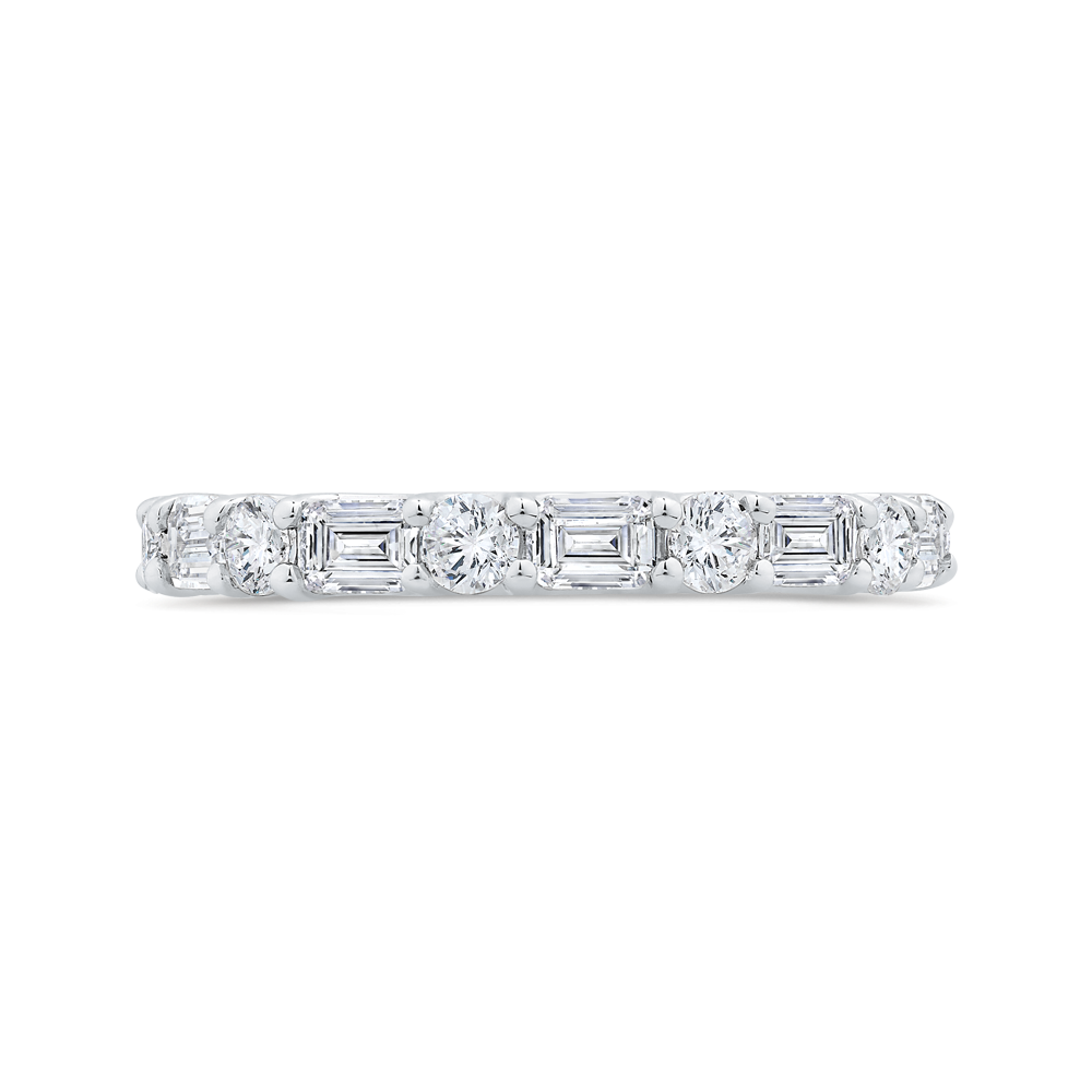 14K White Gold with Round & Emerald Diamond Eternity Ring