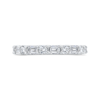 14K White Gold with Round & Emerald Diamond Eternity Ring