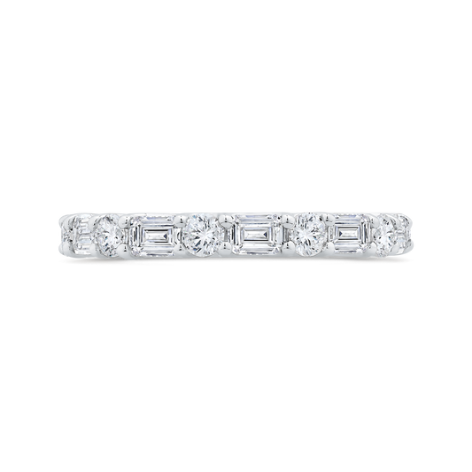 14K White Gold with Round & Emerald Diamond Eternity Ring