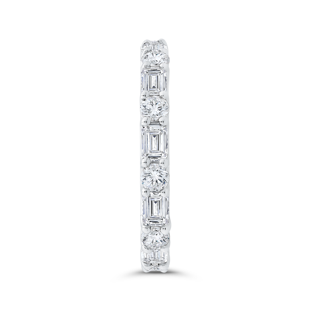 14K White Gold with Round & Emerald Diamond Eternity Ring