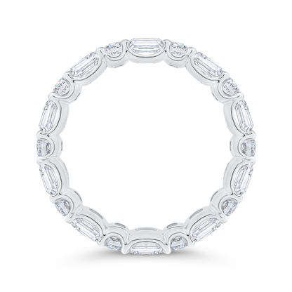 14K White Gold with Round & Emerald Diamond Eternity Ring