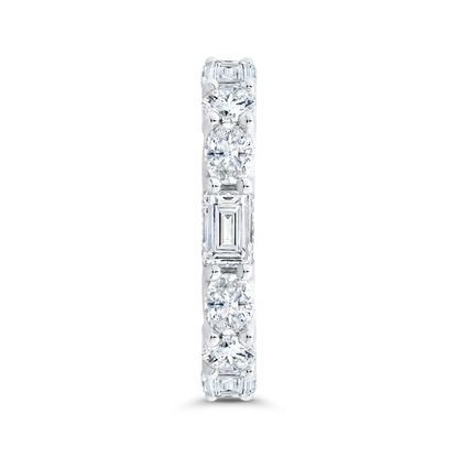 14K White Gold with Oval, Round & Emerald Diamond Eternity Ring