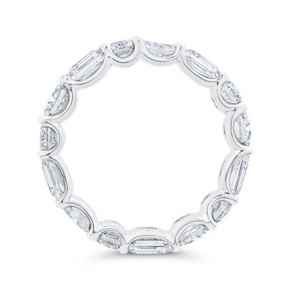 14K White Gold with Oval, Round & Emerald Diamond Eternity Ring
