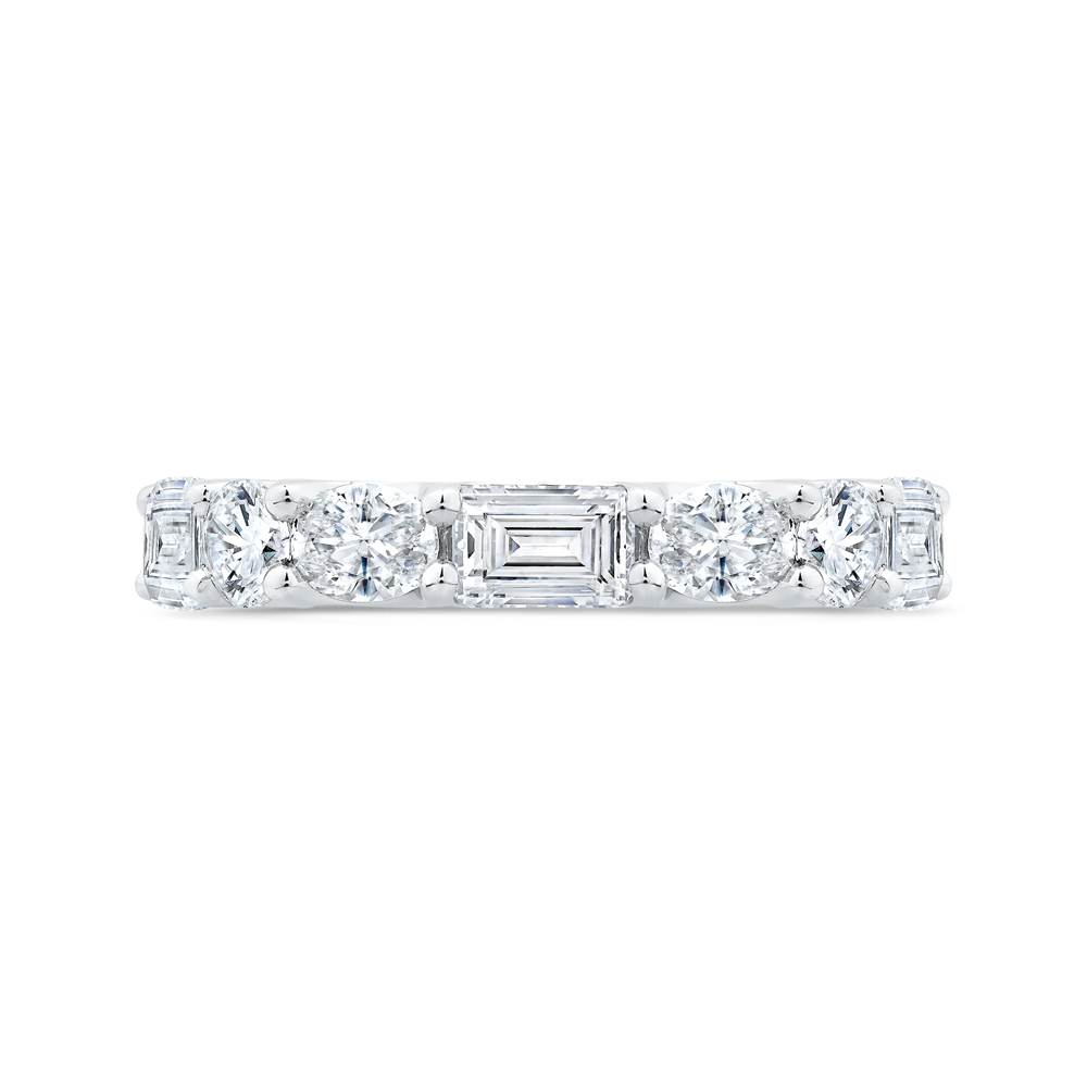 14K White Gold with Oval, Round & Emerald Diamond Eternity Ring