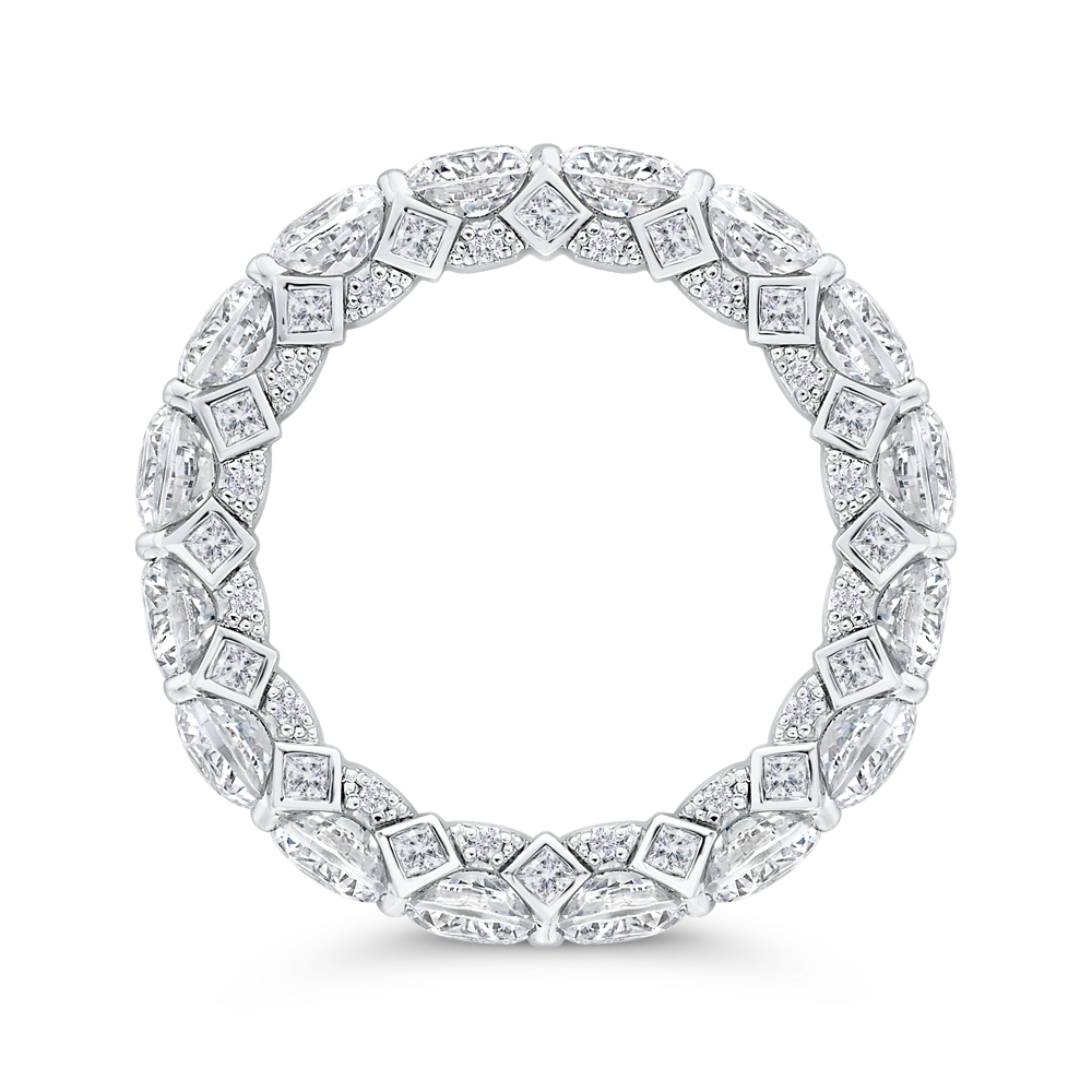 14K White Gold with Round & Princess Diamond Eternity Ring