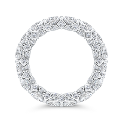 14K White Gold with Round & Princess Diamond Eternity Ring