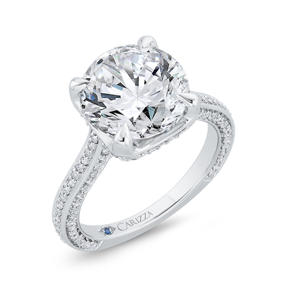 14K White Gold Round Cut Diamond Engagement Ring (Semi-Mount)