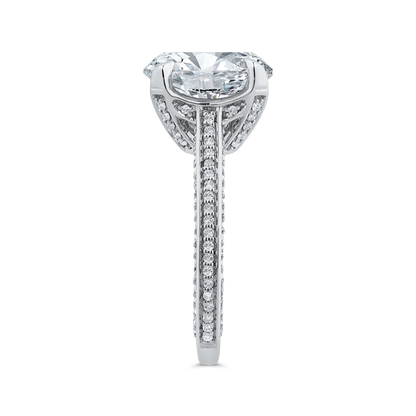 14K White Gold Round Cut Diamond Engagement Ring (Semi-Mount)