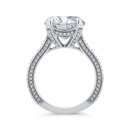 14K White Gold Round Cut Diamond Engagement Ring (Semi-Mount)