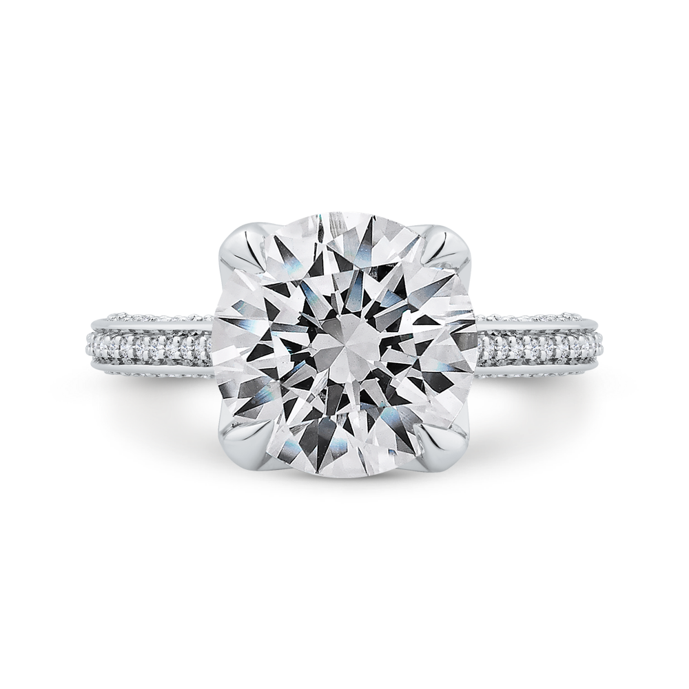 14K White Gold Round Cut Diamond Engagement Ring (Semi-Mount)
