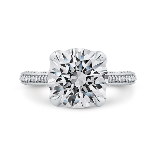14K White Gold Round Cut Diamond Engagement Ring (Semi-Mount)