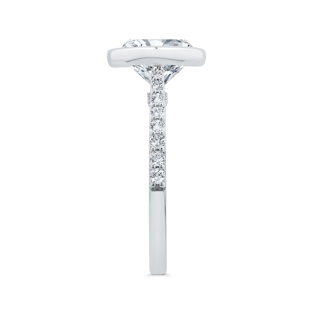 14K White Gold Bezel Set Diamond Wedding Band with Round Shank (Semi-Mount)
