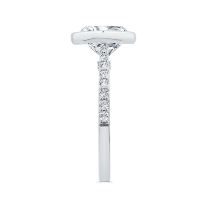 14K White Gold Bezel Set Diamond Wedding Band with Round Shank (Semi-Mount)