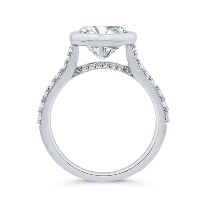 14K White Gold Bezel Set Diamond Wedding Band with Round Shank (Semi-Mount)