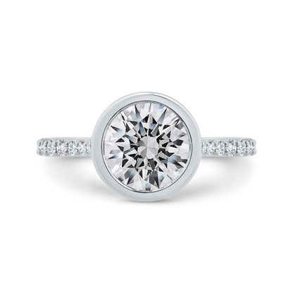 14K White Gold Bezel Set Diamond Wedding Band with Round Shank (Semi-Mount)