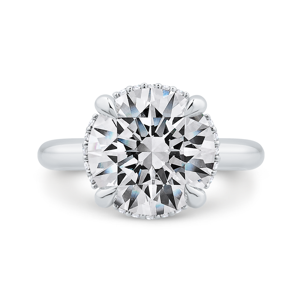 14K White Gold Round Diamond Solitaire Plus Engagement Ring  (Semi-Mount)