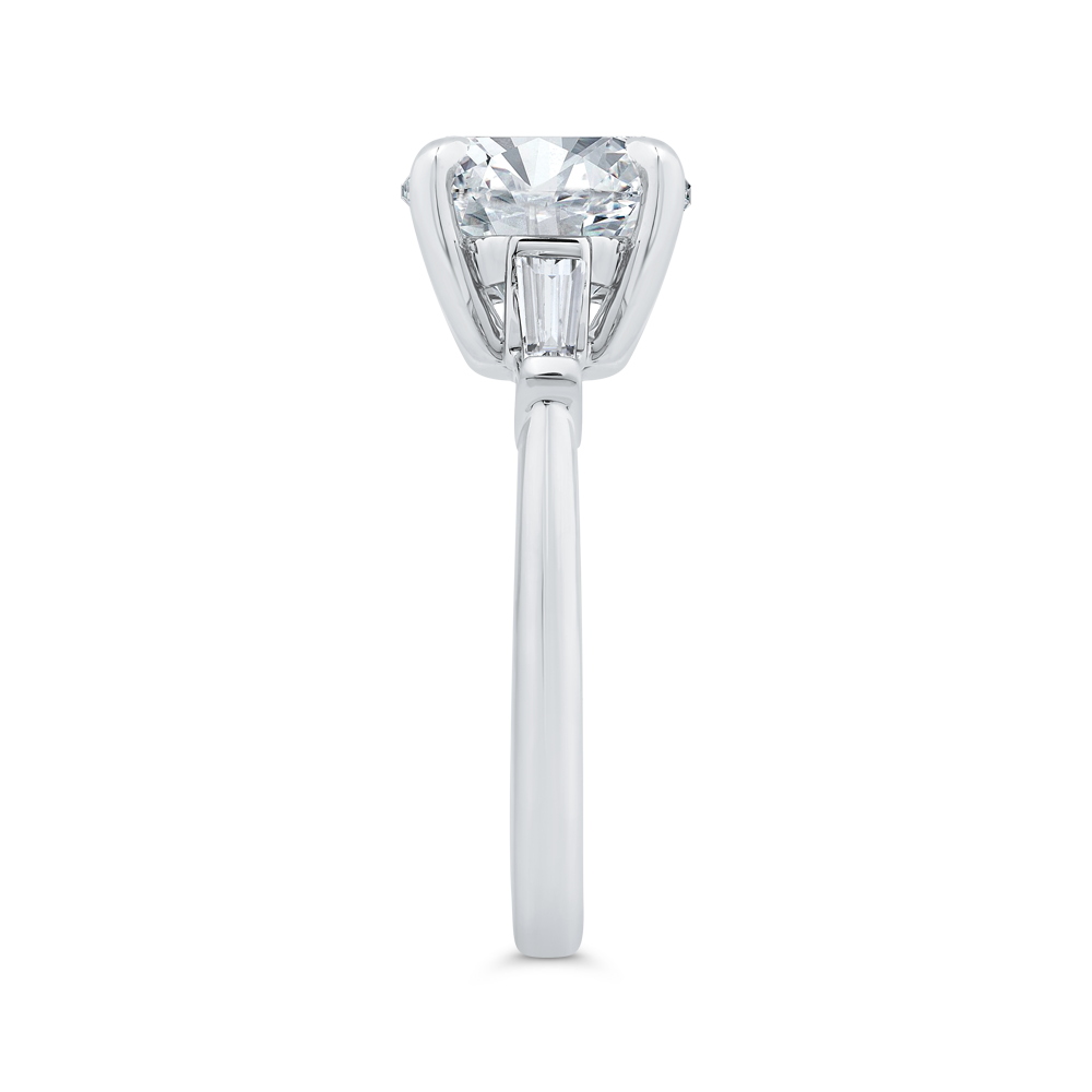 14K White Gold Three Stone Diamond Engagement Ring (Semi-Mount)