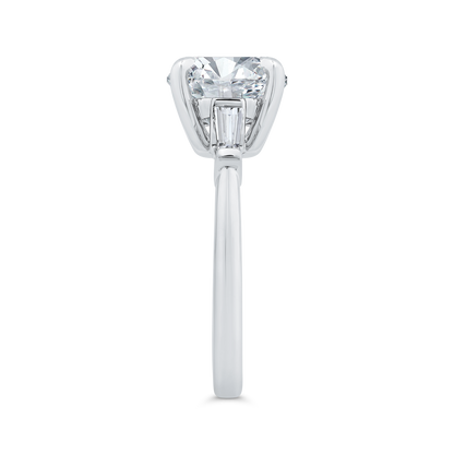 14K White Gold Three Stone Diamond Engagement Ring (Semi-Mount)