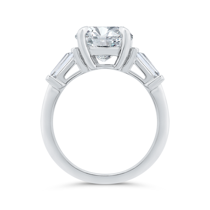 14K White Gold Three Stone Diamond Engagement Ring (Semi-Mount)