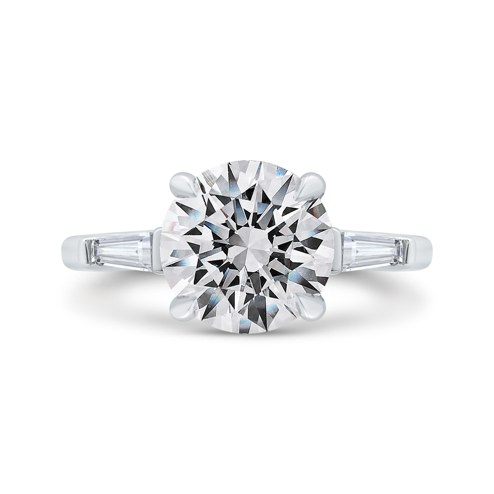 14K White Gold Three Stone Diamond Engagement Ring (Semi-Mount)