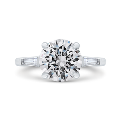 14K White Gold Three Stone Diamond Engagement Ring (Semi-Mount)