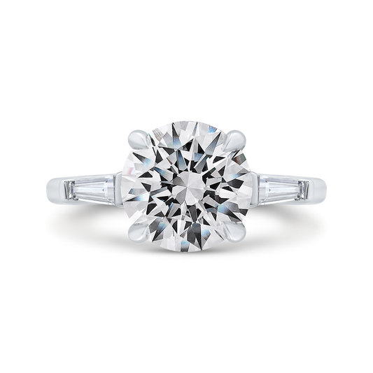 14K White Gold Three Stone Diamond Engagement Ring (Semi-Mount)