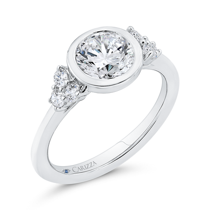 14K White Gold Bezel Set Diamond Engagement Ring  (Semi-Mount)