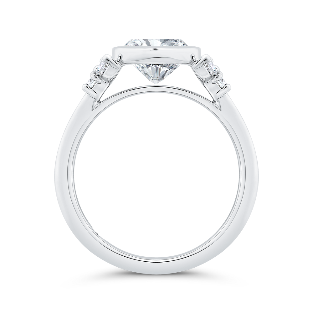 14K White Gold Bezel Set Diamond Engagement Ring  (Semi-Mount)