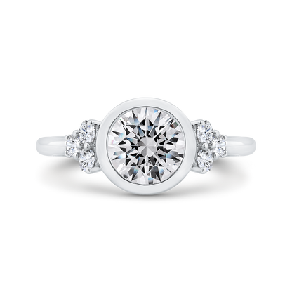 14K White Gold Bezel Set Diamond Engagement Ring  (Semi-Mount)