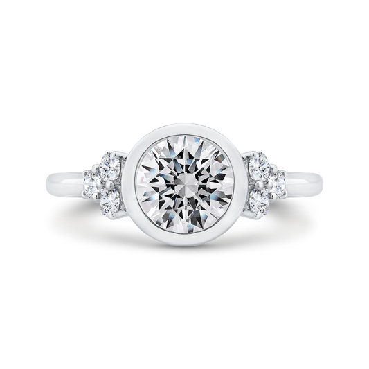 14K White Gold Bezel Set Diamond Engagement Ring  (Semi-Mount)
