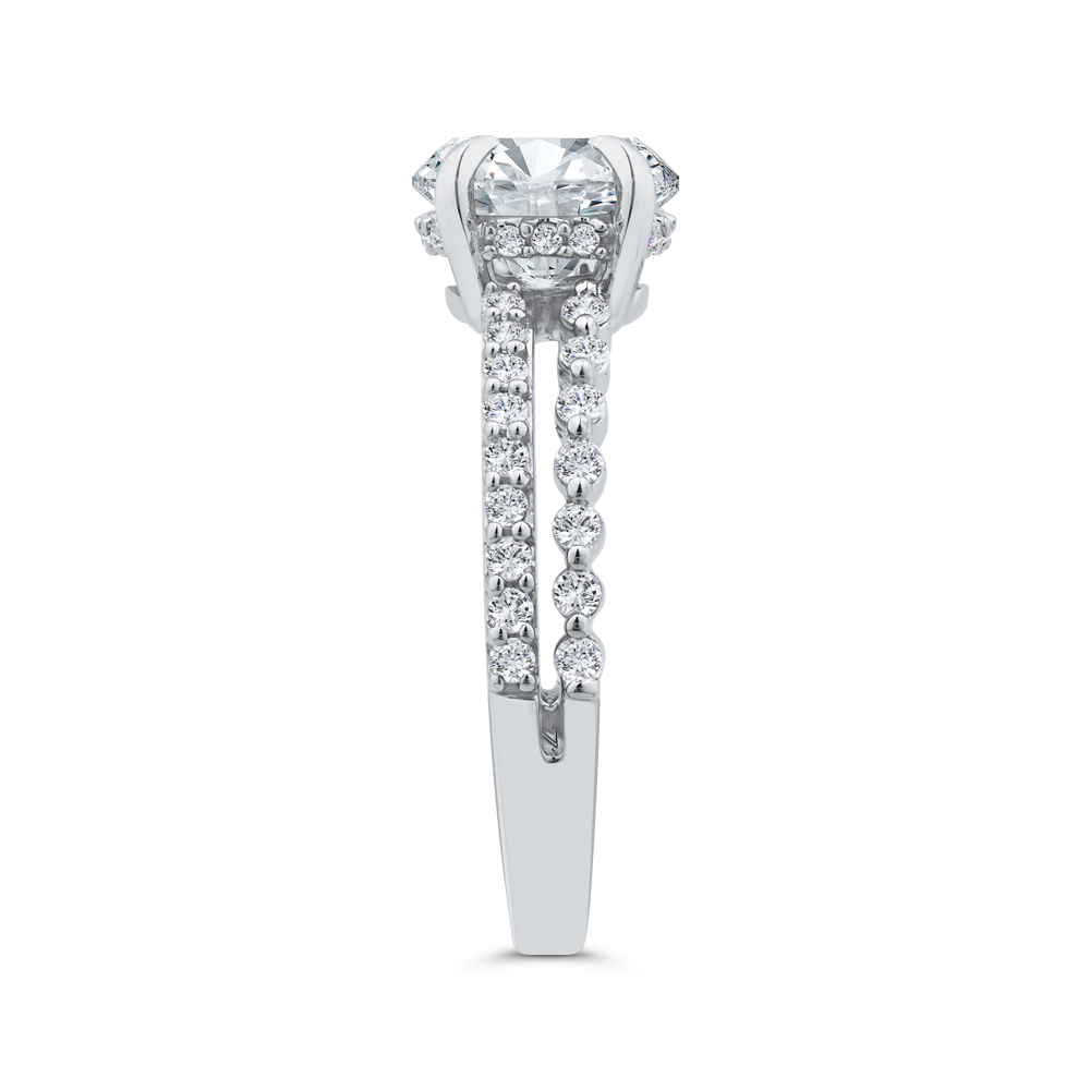 Round Diamond Engagement Ring In 14K White Gold with Split Shank (Semi-Mount)