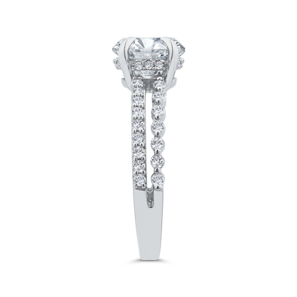 Round Diamond Engagement Ring In 14K White Gold with Split Shank (Semi-Mount)