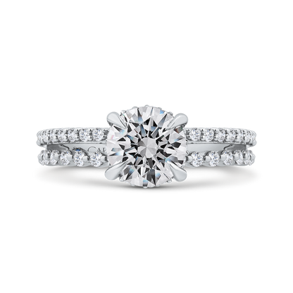 Round Diamond Engagement Ring In 14K White Gold with Split Shank (Semi-Mount)