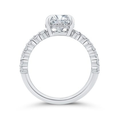 Round Diamond Engagement Ring In 14K White Gold with Split Shank (Semi-Mount)