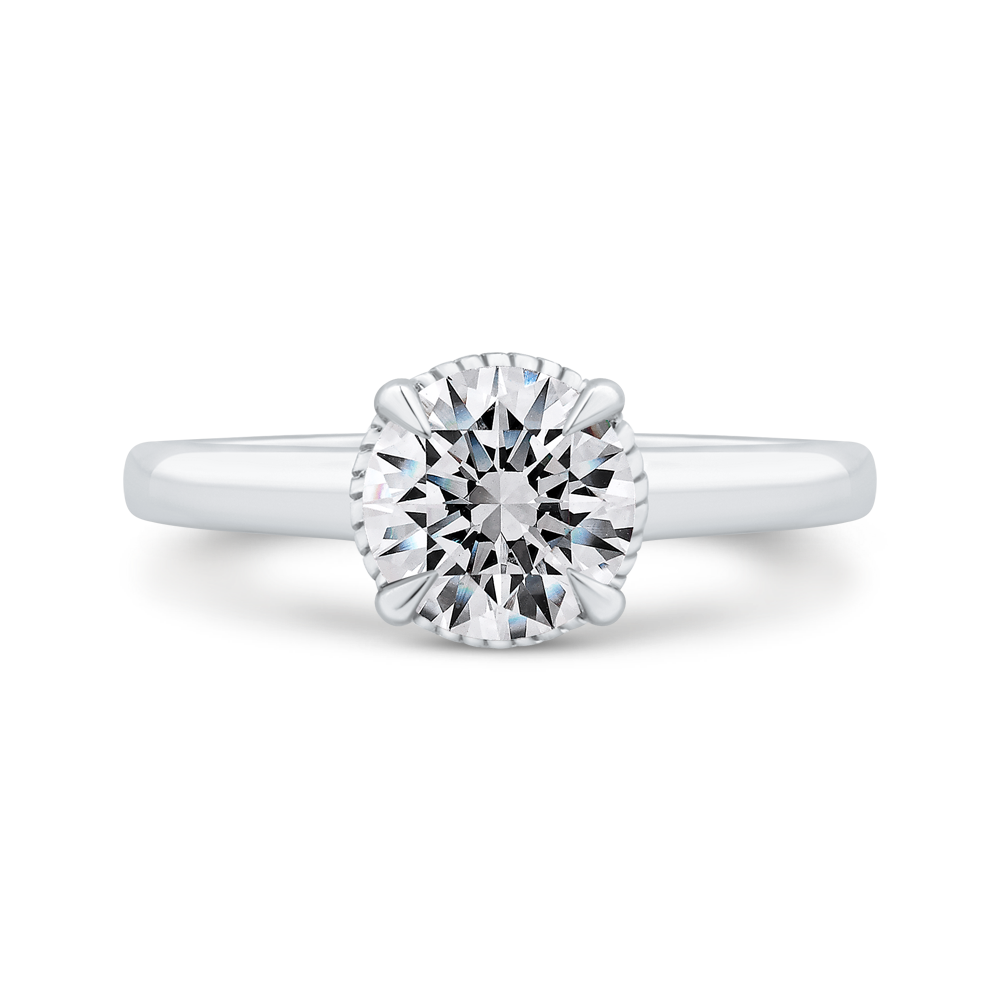 14K White Gold Round Cut Diamond Solitaire Engagement Ring (Semi-Mount)