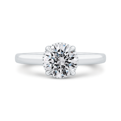 14K White Gold Round Cut Diamond Solitaire Engagement Ring (Semi-Mount)