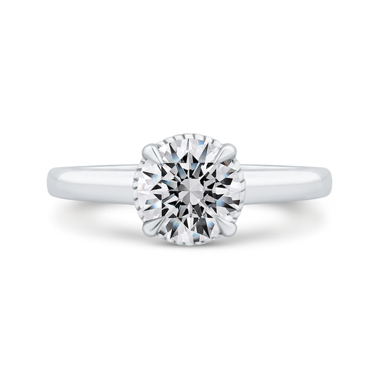 14K White Gold Round Cut Diamond Solitaire Engagement Ring (Semi-Mount)