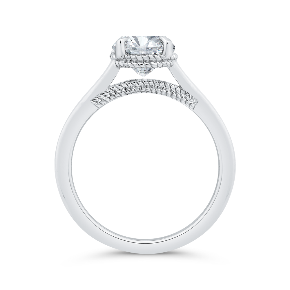 14K White Gold Round Cut Diamond Solitaire Engagement Ring (Semi-Mount)