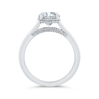 14K White Gold Round Cut Diamond Solitaire Engagement Ring (Semi-Mount)