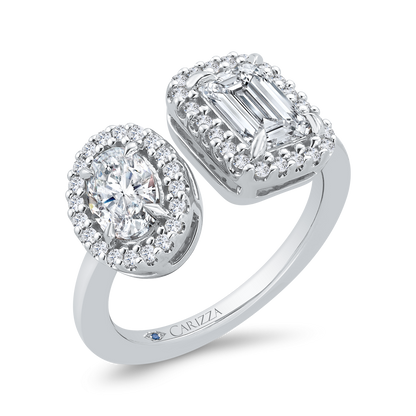 14K White Gold Two stone Diamond Engagement Ring (Semi-Mount)