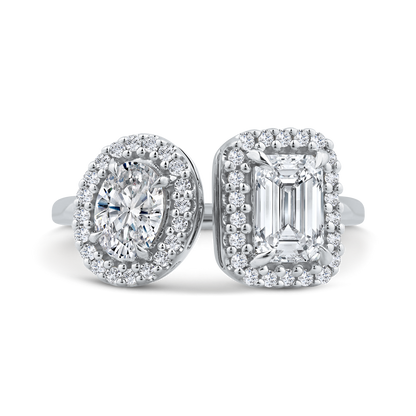 14K White Gold Two stone Diamond Engagement Ring (Semi-Mount)