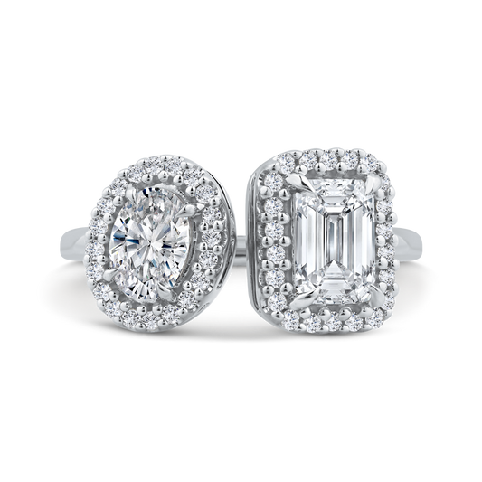 14K White Gold Two stone Diamond Engagement Ring (Semi-Mount)