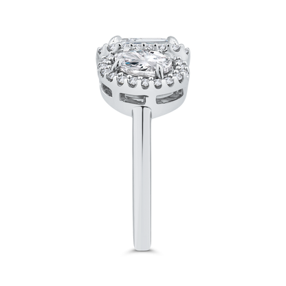 14K White Gold Two stone Diamond Engagement Ring (Semi-Mount)