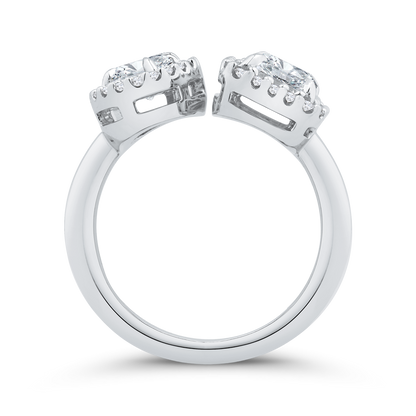 14K White Gold Two stone Diamond Engagement Ring (Semi-Mount)