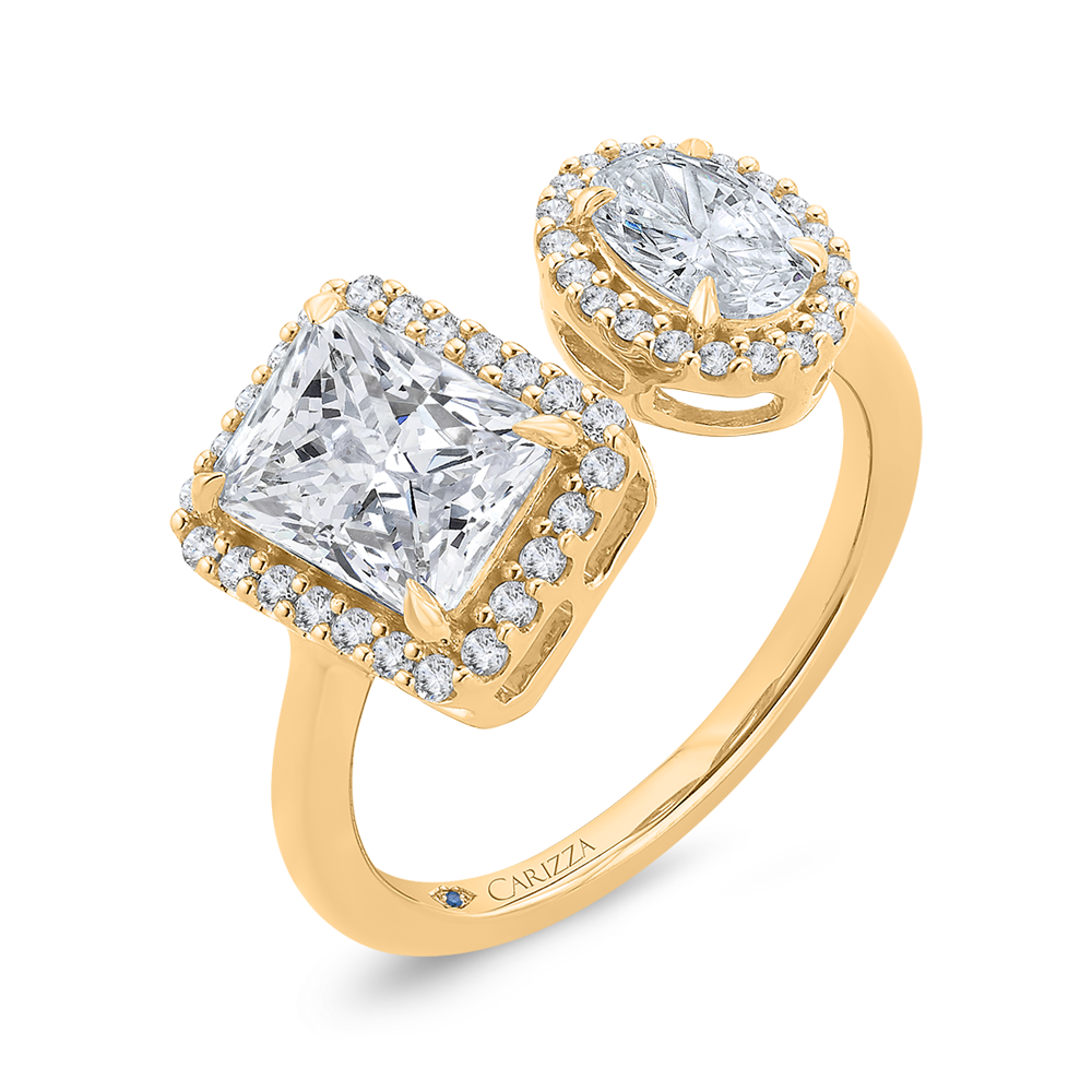 14K Yellow Gold Two stone Diamond Engagement Ring (Semi-Mount)