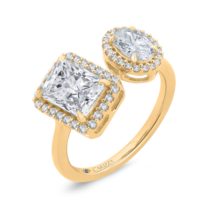 14K Yellow Gold Two stone Diamond Engagement Ring (Semi-Mount)