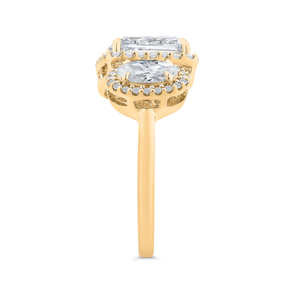 14K Yellow Gold Two stone Diamond Engagement Ring (Semi-Mount)