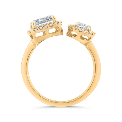14K Yellow Gold Two stone Diamond Engagement Ring (Semi-Mount)