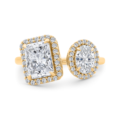 14K Yellow Gold Two stone Diamond Engagement Ring (Semi-Mount)